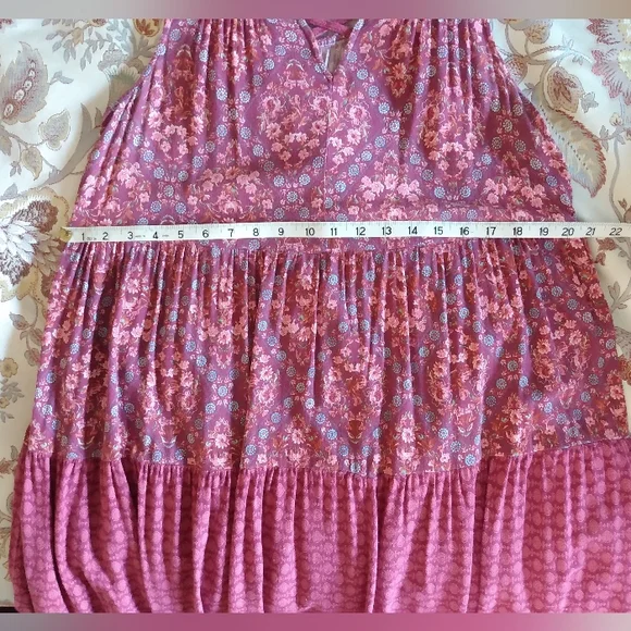 🆓🆓🆓Rewind Sleeveless Large Tunic Top/Mini Dress in Pretty Pink Rayon Blend - Picture 7 of 9